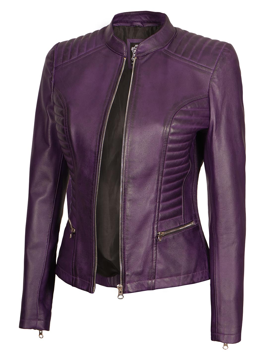 Women's Biker Purple Leather Jacket | Edgy and Stylish – Decrum