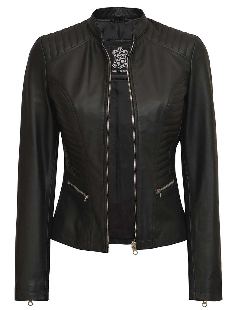 Rachel Womens Ruboff Brown Leather Jacket