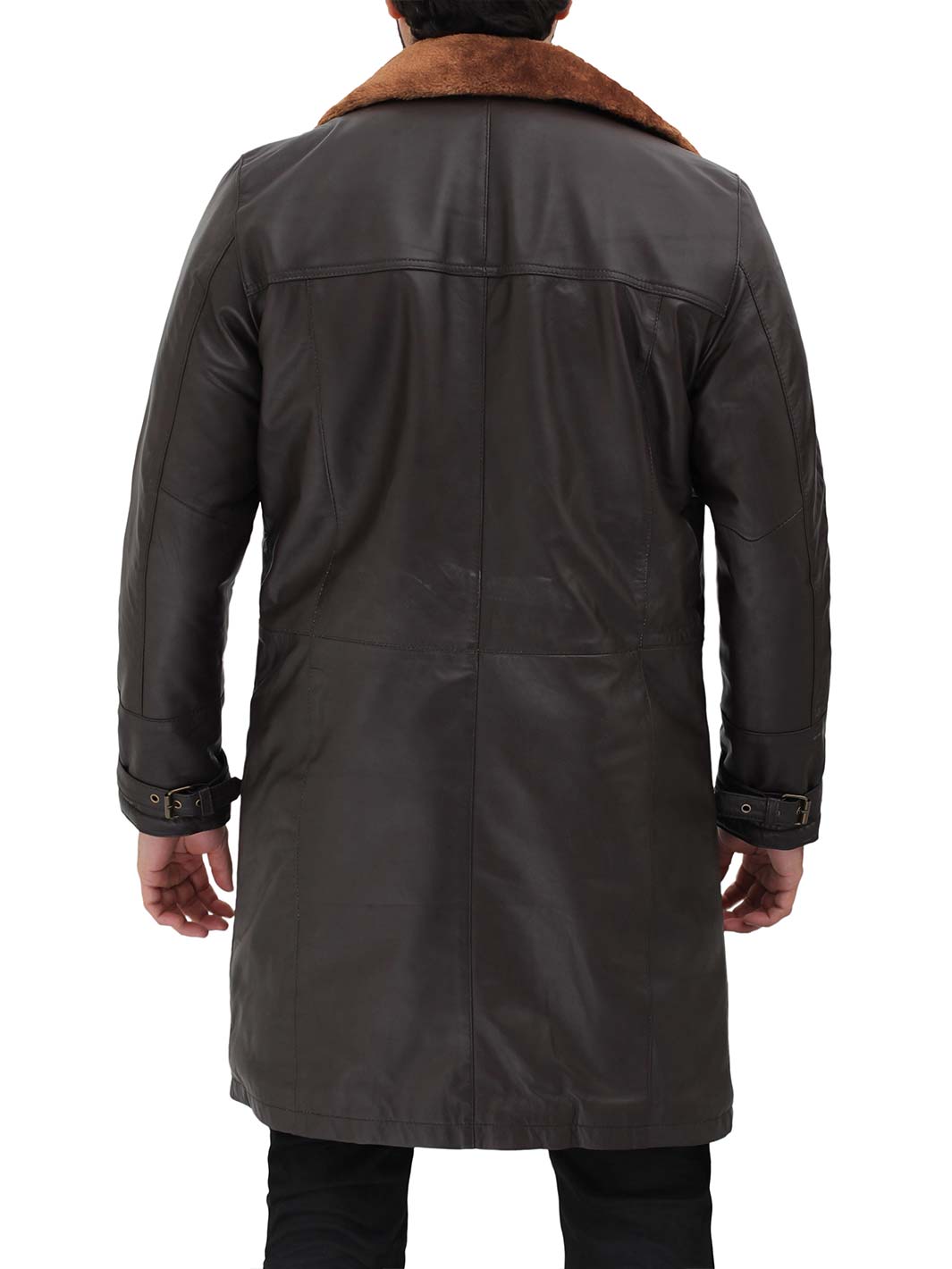 Turlock Mens Brown Shealing Leather Coat