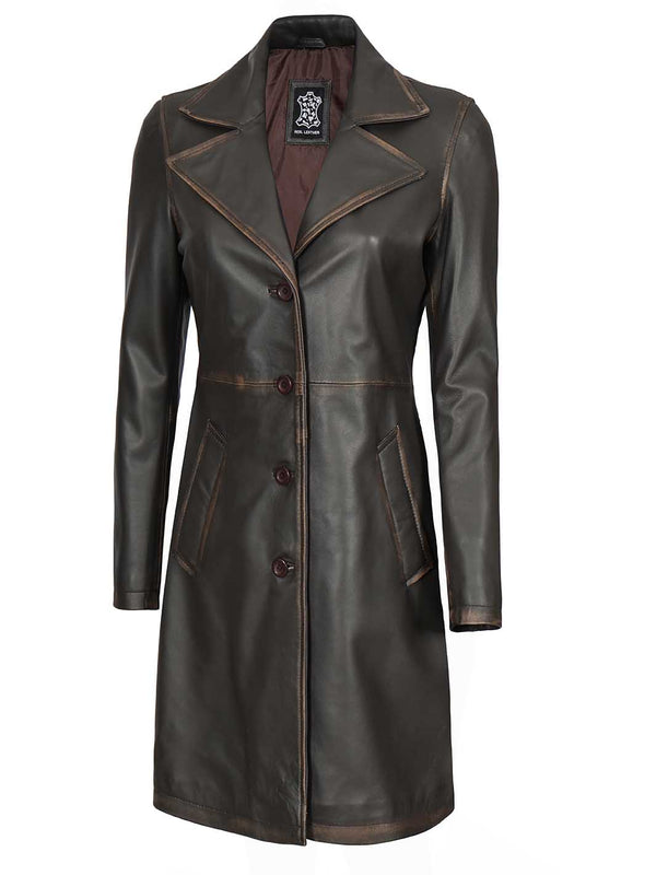 Bryson Women Rub Off Brown Car Coat