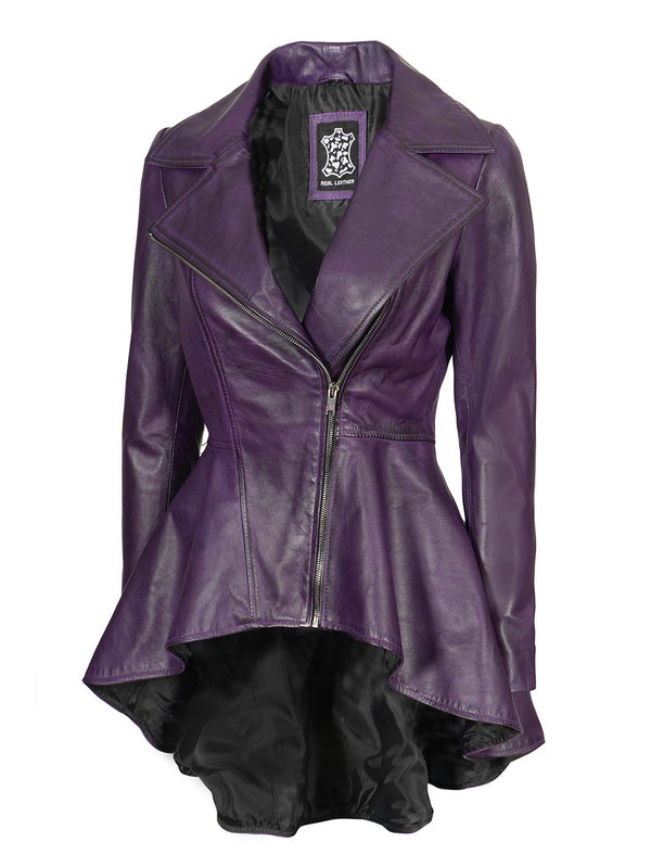 Womens Peplum Real Lambskin Leather Jacket