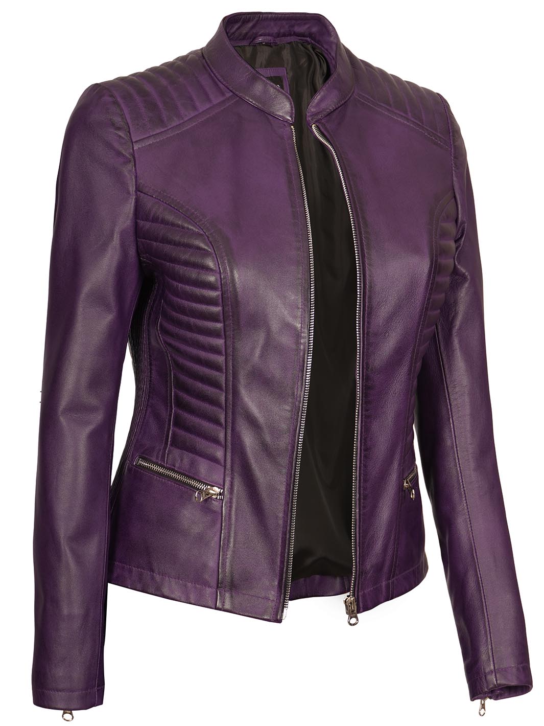 Purple leather jacket womens hotsell